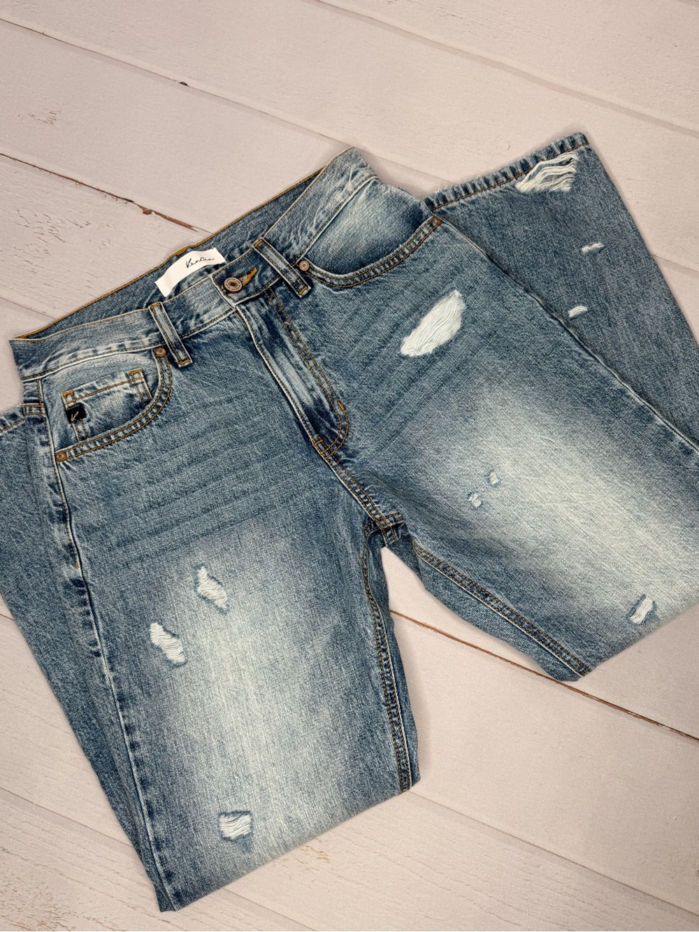 KanCan Trevie Ultra High Rise Straight Leg Distressed Jeans Size 3/25 - Picture 6 of 9